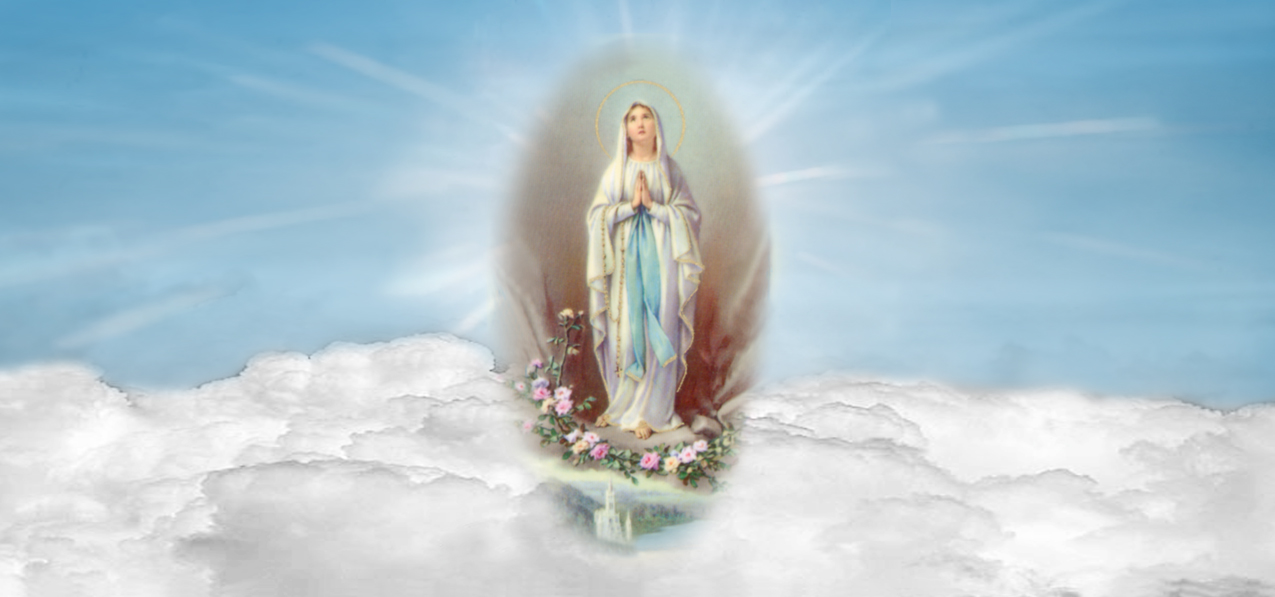 Lady of Lourdes Clouds Blue